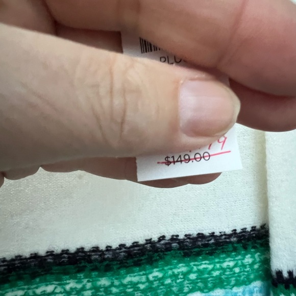 NWT Talbots Soft & Cozy Cream Multicolored Patterned Stripes Open Front Cardigan - Picture 7 of 8